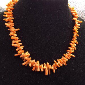 NATURAL & RARE SALMON COLORED CORAL SMALL BRANCH CHOKER 13" L. NECKLACE 60